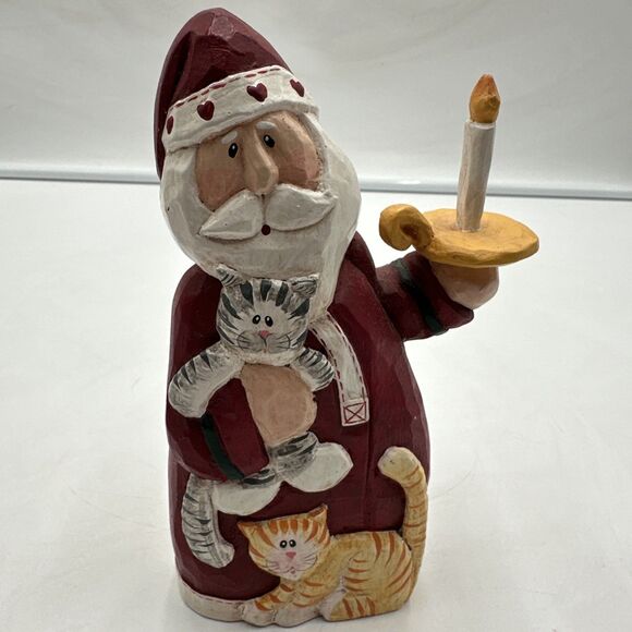 Midwest of Cannon Falls Eddie Walker Santa with Cats and Candle Figurine 7” - Picture 1 of 5